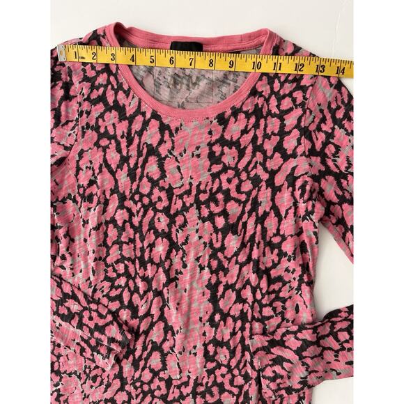 ATM Anthony Thomas Melillo Top Women S/P Pink Black Animal Print Distressed Hem - Picture 5 of 13